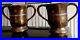 Antique Pair of Large Copper Tankards Twin Handles Tin Banded