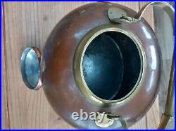 Antique Very Large Heavy Copper Brass 2gallon Early 19th Century Kettle. 1820-40