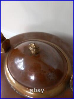 Antique Very Large Heavy Copper Brass 2gallon Early 19th Century Kettle. 1820-40