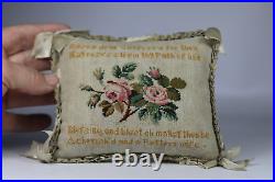 Antique Victorian 19th Century Embroidered Petit Point Large Pin Cushion Sewing