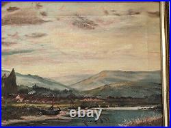 Antique early XX C large Original oil painting signed by F Tocher Tintern Abbey