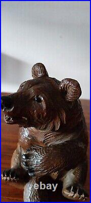 Antique large Hand Carved Black Forest Bear 19 Century Quality Work Of Art Bear