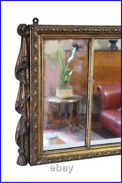 Antique large gilt 19th Century overmantle wall mirror fine quality