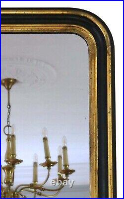 Antique shaped 19th Century large quality black and gilt overmantle wall mirror