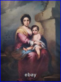 Bianchini, Madonna & Child French 19thC Large Fine Signed Antique Oil Painting
