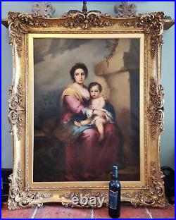 Bianchini, Madonna & Child French 19thC Large Fine Signed Antique Oil Painting