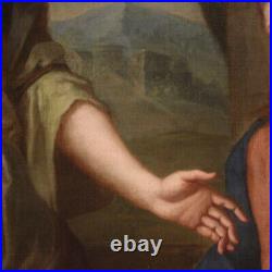 Christ Samaritan woman well antique painting oil on canvas artwork 17th century