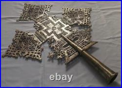 Ethiopian Large Silvered Brass Processional Coptic Cross 19th Century