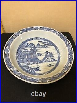Extra Large Antique Chinese Blue And White Fruit Bowl 18th Century