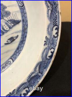 Extra Large Antique Chinese Blue And White Fruit Bowl 18th Century
