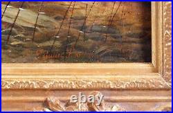 Fine Large Antique 19th Century Landscape Oil Painting of Sunrise North Wales