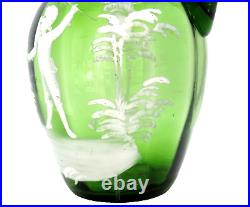 Genuine Antique Large 19th Century Mary Gregory Glass Green Jug Pitcher Vase