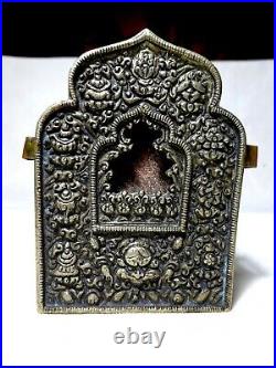 Ghau Shrine Tibet early 20th Century Tibetan Buddhist large portable Copper #