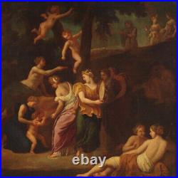 Great mythological painting 17th century antique artwork oil canvas bacchanal