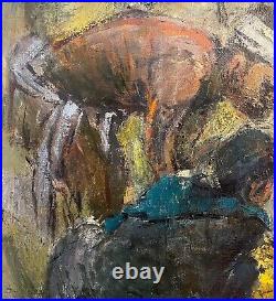 Huge! 133cm Mid Century Oil on Canvas Painting African Tribal Art Signed Antique