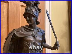 LARGE 19th Century Bronze Sculpture, Gladiator with helmet and sword