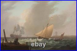 Large 18th Century English Ships Sailing Off The Coast Thomas LUNY (1759-1837)