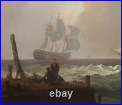 Large 18th Century English Ships Sailing Off The Coast Thomas LUNY (1759-1837)