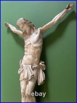 Large 18th Century German Carved Wooden Corpus Christi Christ Sculpture