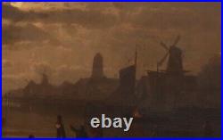 Large 19th Century Dutch Dordrecht Moonlit Landscape Felix KREUTZER (1835-1876)