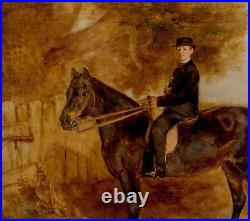 Large 19th Century English Boy & Horse Portrait by Walter Harrowing (1838-1913)