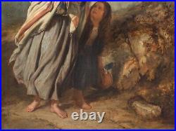 Large 19th Century English The Journey Mother & Children PAUL FALCONER POOLE