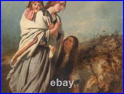 Large 19th Century English The Journey Mother & Children PAUL FALCONER POOLE