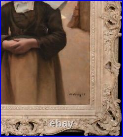 Large 19th Century French Breton Girl Portrait by Maurice GRÜN (1869-1947)