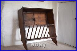 Large 19th Century Pine Plate Rack with Cupboard Storage, Antique Country Kitchen