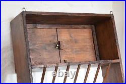 Large 19th Century Pine Plate Rack with Cupboard Storage, Antique Country Kitchen