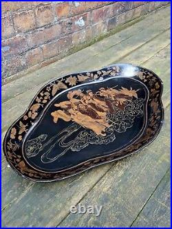 Large 19th century ornate gold gilt serving tray