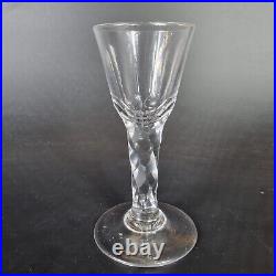 Large Antique 18th Century Wine Glass Goblet With Funnel Bowl & Facet Cut Stem