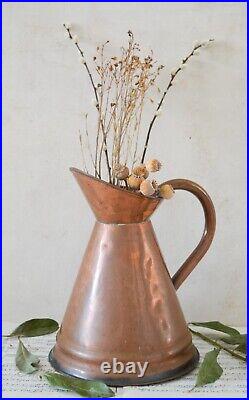 Large Antique 19th Century 1.6 Gallon Copper Measuring Jug, French Country