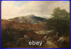Large Antique 19th Century Landscape with Gold Elaborated Frame Barmouth Wales