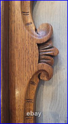 Large Antique 19th Century Victorian c1880's Carved Oak Barometer & Thermometer