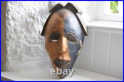 Large Antique African Mask, Carved Wood and Decorated, Early 20th Century