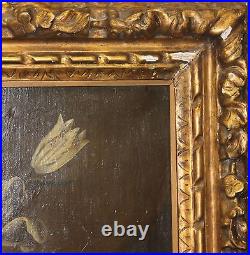 Large Antique Early Italian Floral Still Life Oil Painting- Circa 18th Century