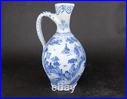 Large Antique European Delft blue large ewer, 17th / 18th century. Chinoiserie