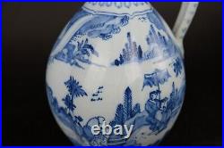 Large Antique European Delft blue large ewer, 17th / 18th century. Chinoiserie