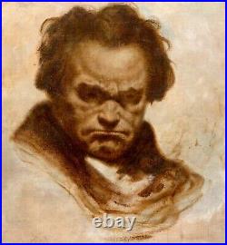 Large Antique German Composer Portrait Of Ludwig Van Beethoven (1770-1827)