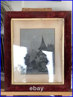 Large Early 19th Century French Red Velvet Picture Frame 70 X 60cm Antique