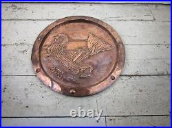 Large Hammered Copper Arts & Crafts Norman X. Century Viking Long Boat Antique