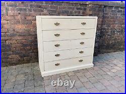 Large Painted Antique 19th Century Chest Of 5 Big Drawers