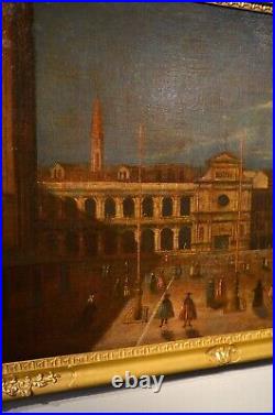 Large Painting Antique Venice Saint Marco Tironi XVIII Century Oil on Canvas