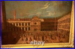 Large Painting Antique Venice Saint Marco Tironi XVIII Century Oil on Canvas