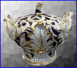 Large & Rare Georgian Antique Royal Crown Derby Gilt Cobalt Tureen 19th Century