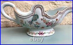 Large, Rare, Perfect, 18th Century Famille Rose Chinese Export Gravy Boat