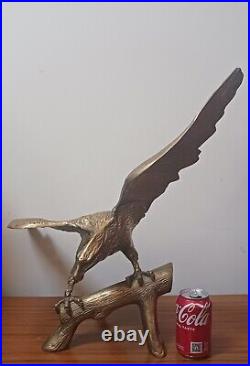 Large Statue Solid Brass Eagle. Mid Century 66cm wingspan, Antique