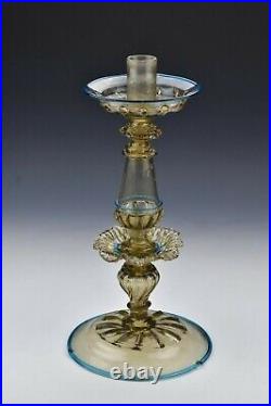 Large Venetian Blown Glass Candlestick Candle Holder 19th Century
