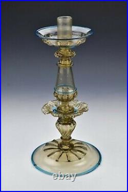 Large Venetian Blown Glass Candlestick Candle Holder 19th Century